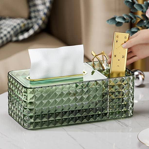 VIDORA Luxury Tissue Box Holder Luxury Design Tissue Paper Holder Tissue Box Holder with 2 Compartment for Makeup Brush and Accessory Organizer Paper Napkin Organizer Box for Home and Office - Image 1