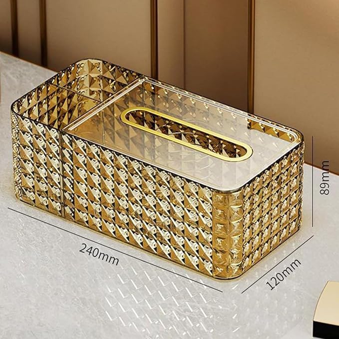 VIDORA Luxury Tissue Box Holder Luxury Design Tissue Paper Holder Tissue Box Holder with 2 Compartment for Makeup Brush and Accessory Organizer Paper Napkin Organizer Box for Home and Office - Image 3