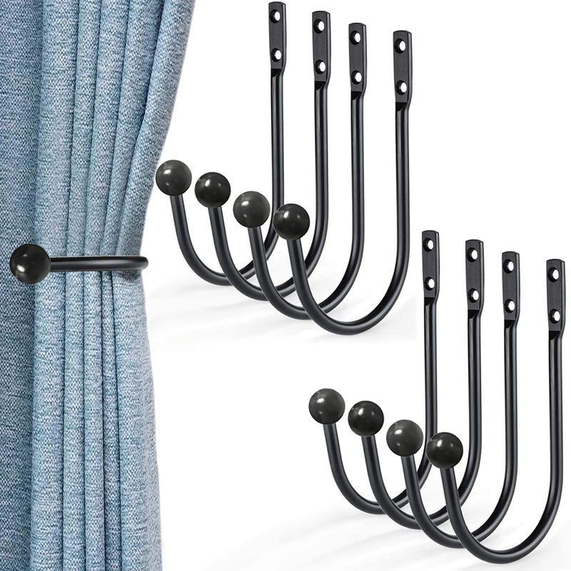Meetart Decorative Curtain Drapery Holdbacks Curtain Tiebacks Simple Vintage Rustic Style Decor8 Pack BlackCome with Screws