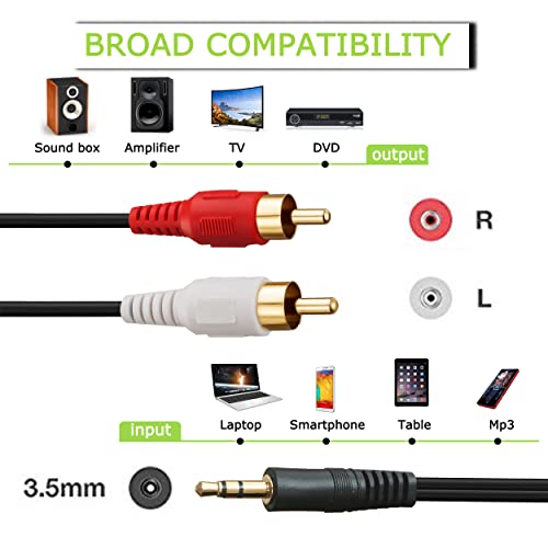 Ruaeoda 2RCA Aux Audio Cable 50 Feet,3.5mm Aux to 2RCA Male Stereo Audio Y Cable - Image 3