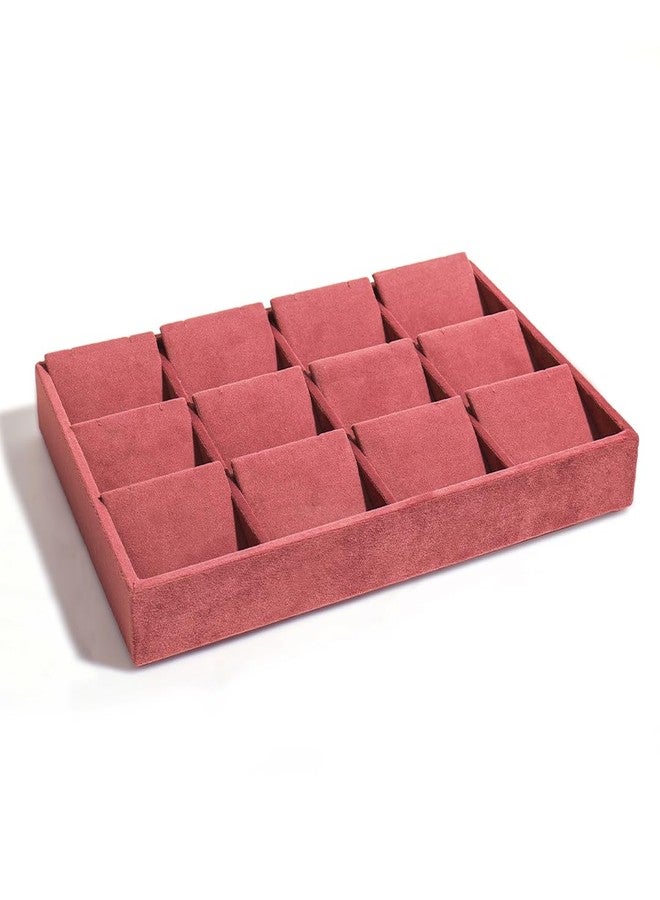 La Trove Velvet Jewelry Tray Organizer for Drawer, Earring, Chain & Necklace Storage Box, Pink - Image 3