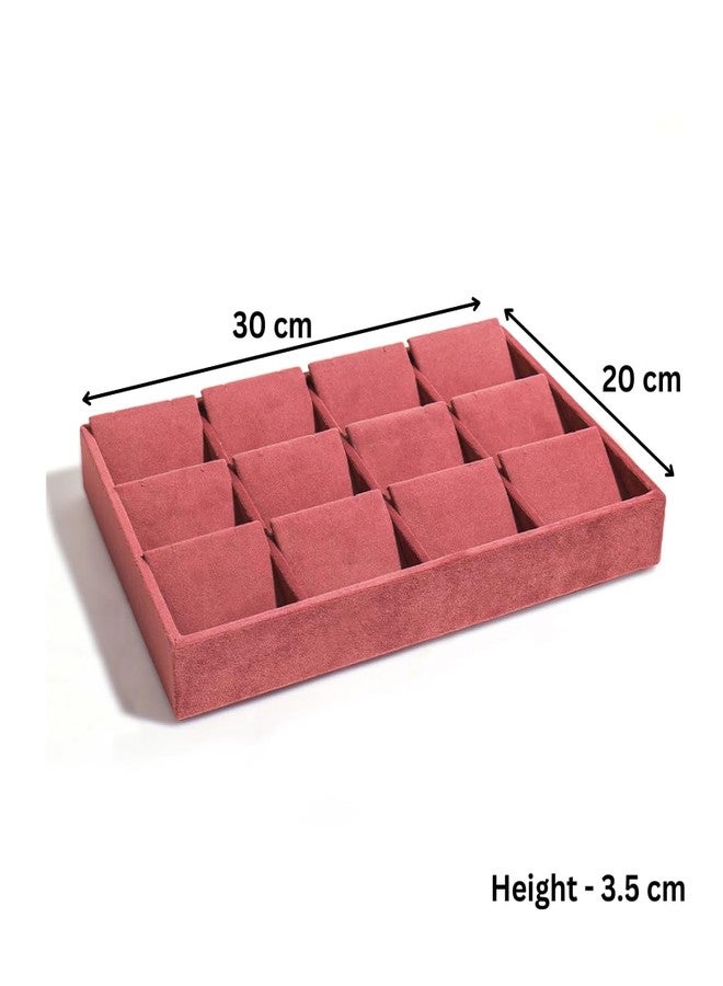 La Trove Velvet Jewelry Tray Organizer for Drawer, Earring, Chain & Necklace Storage Box, Pink - Image 5