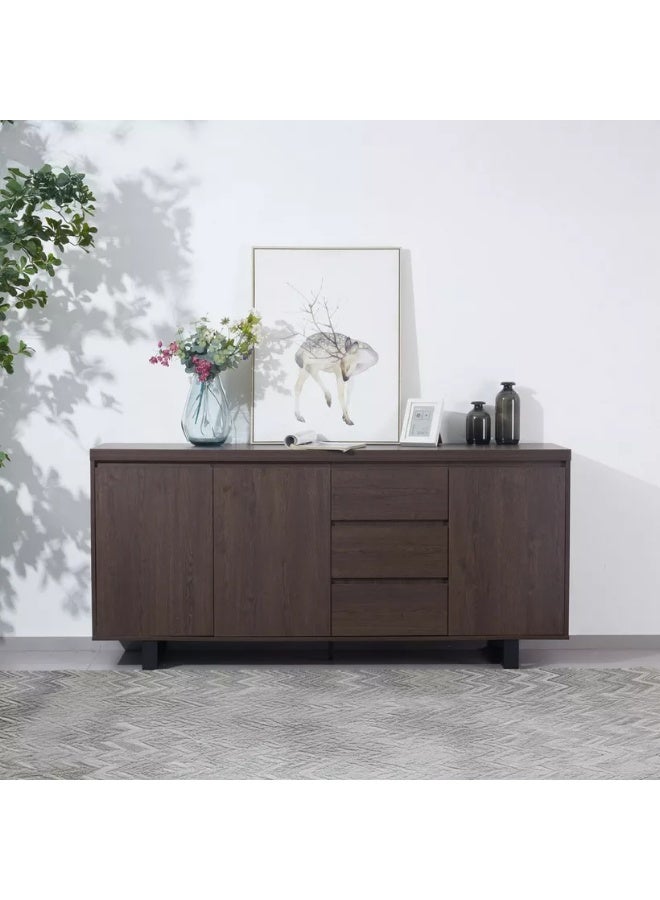 Home Box خزانة إيريس الجانبية باللون البني الداكن مع 3 أدراج - Image 1