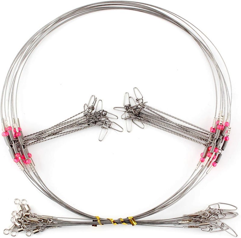 Scotank Fishing Leaders, Fish Line Stainless Steel Wire with Swivels Snap Connect Fishing Gear and Equipment Tackle Kit, for Lures Bait Rig Or Hooks, Fishing Gift - Image 1