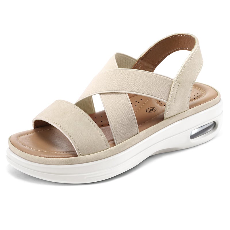 mysoft Women's Comfortable Walking Sandals Air Cushion Sport Slingback Elastic Band Platform Shoes - Image 1