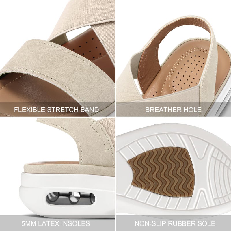mysoft Women's Comfortable Walking Sandals Air Cushion Sport Slingback Elastic Band Platform Shoes - Image 5
