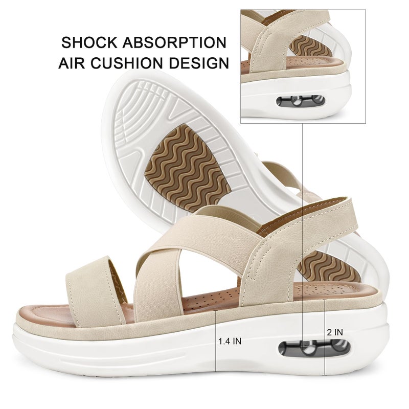 mysoft Women's Comfortable Walking Sandals Air Cushion Sport Slingback Elastic Band Platform Shoes - Image 4
