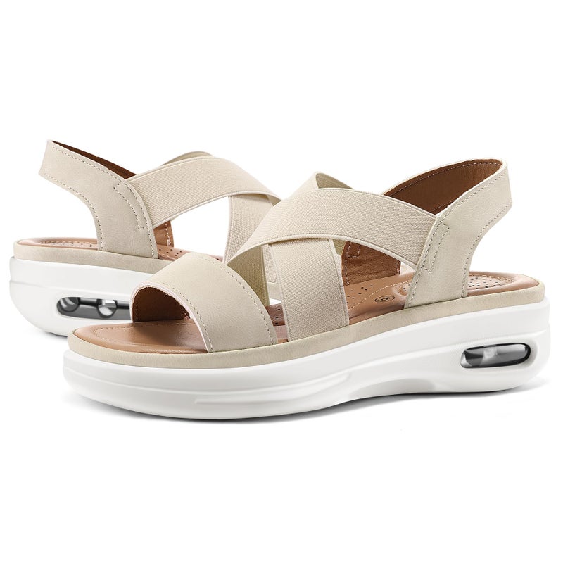 mysoft Women's Comfortable Walking Sandals Air Cushion Sport Slingback Elastic Band Platform Shoes - Image 3