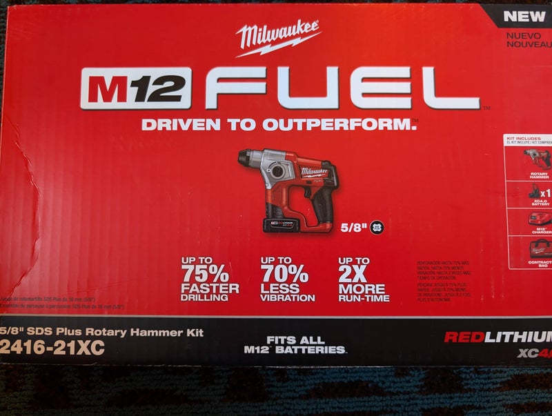 Milwaukee طقم مطرقة دوارة MILWAUKEE M12 FUEL 2416-21XC 12 فولت بدون سلك ليثيوم أيون 4.0Ah 5/8 بوصة بدون فرشاة SDS-Plus - Image 5