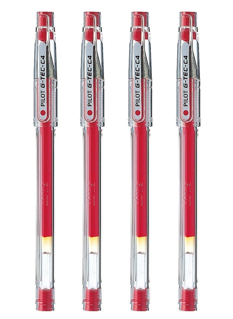 PILOT 4-Piece G-Tec Ultra Fine Roller Pen 0.4mm Tip Red Ink  - Image 1