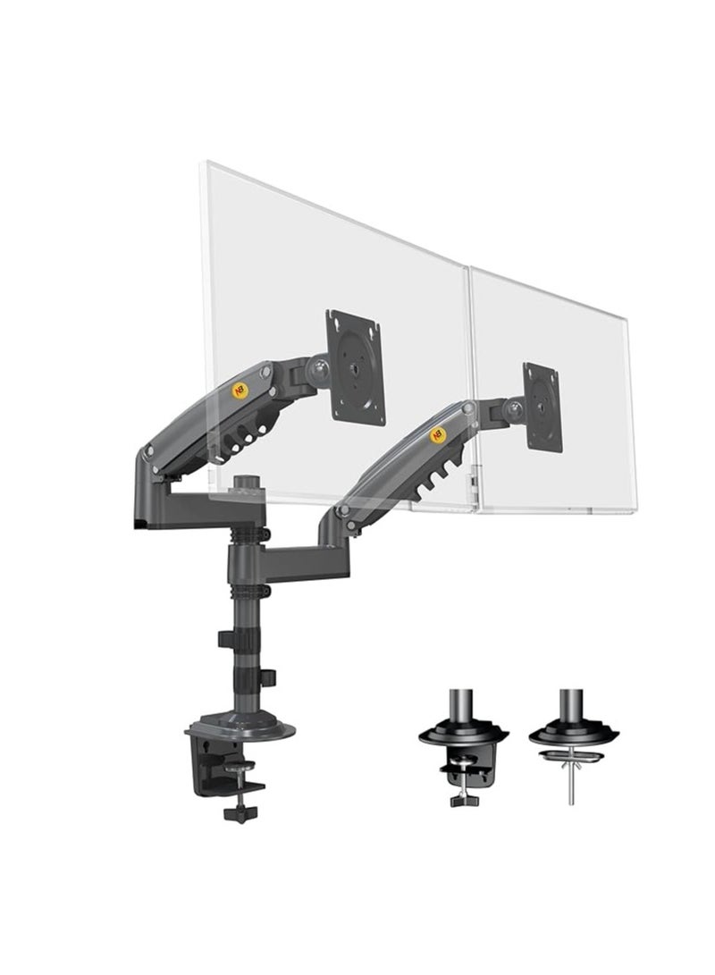 NB North Bayou Dual Monitor Desk Mount Stand Full Motion Swivel Computer Monitor Arm Fits 2 Screens up to 27'' with Load Capacity 4.4~19.8lbs for Each Monitor H180-G