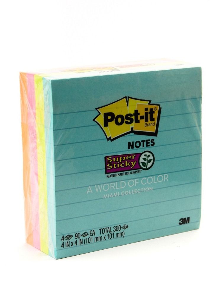 Post It 360-Piece Ruled Sticky Notes 4x4 Inch Size Multicolour - Image 1