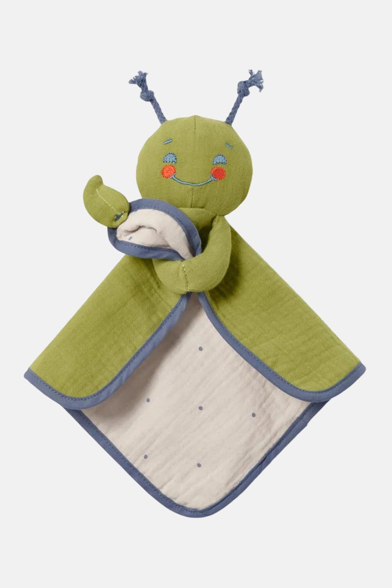 Tchibo Embroidered Cuddly Animal Blanket Toy, Olive Combo - Image 2