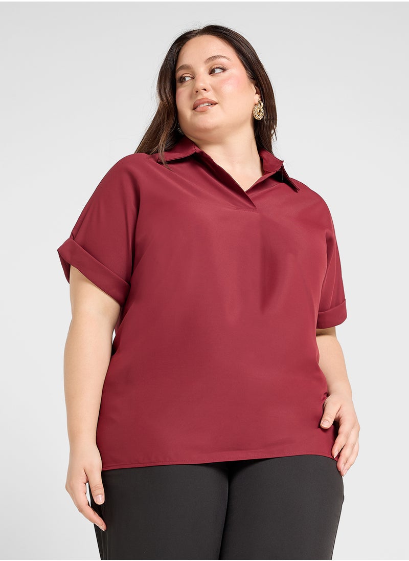 Ginger Plus Polo Neck Casual Top  - Image 1