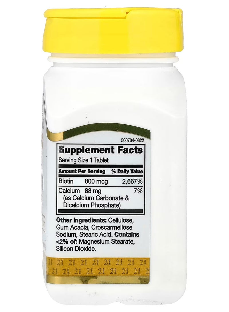 21st Century Biotin, 800 mcg 110 Easy Swallow Tablets - Image 2