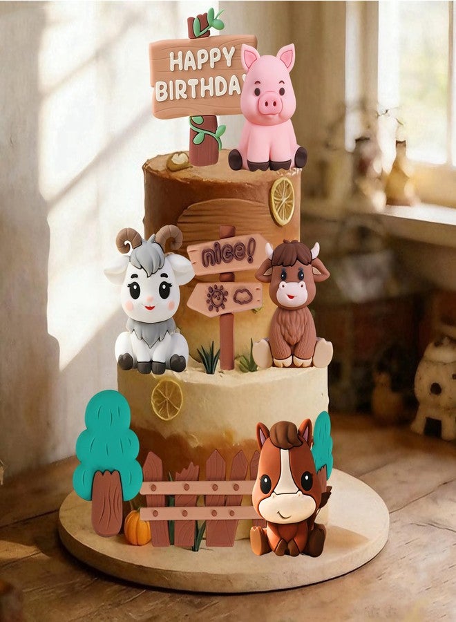 Tyotrbs Farm Animal Cake Toppers, Farm Birthday Party Supplies Decoration with Pig Horse Cow Sheep for Farm Animal Baby Shower Birthday Party Decorations - Image 4