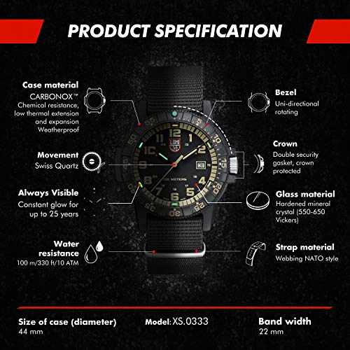 Luminox لومينوكس سي أنالوج بلاك دايال ساعة رجالية بحزام نايلون - XS.0333 - Image 3