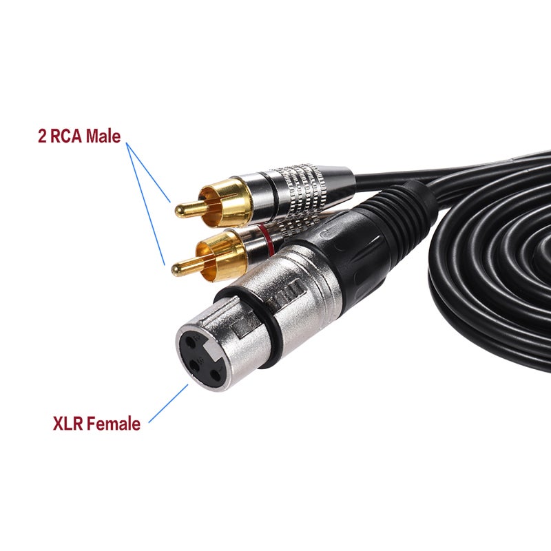 كابل صوت XLR إلى RCA بطول 5 أمتار، سلك نحاسي خالٍ من الأكسجين (OFC)، قابس معدني متين - نقل صوت نقي لأنظمة الصوت الاحترافية - Image 3