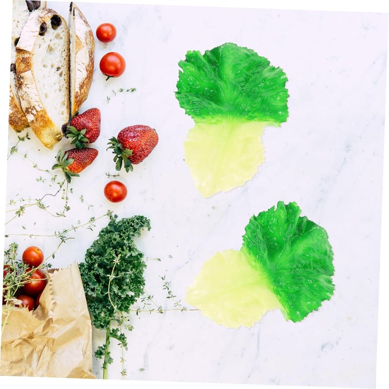 مجموعة غارنيك المكونة من 3 قطع من نماذج أوراق الخس الواقعية لديكور المطبخ، ودعامة خضروات اصطناعية لعروض المطاعم وتصوير الطعام - Image 4