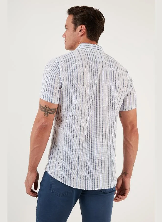 Buratti  Buratti Striped Cotton Slim Fit Short-Sleeve Shirt Men's SHIRT CF23S116097 for Men | Best Price UAE