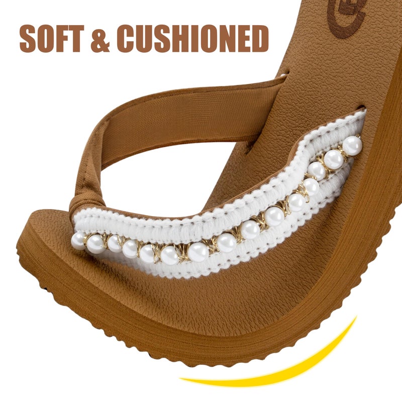 ChayChax Flip Flops for Women with Arch Support Comfortable Cushion Mat Summer Beach Walking Thong Sandals Indoor Outdoor, White, 8.5 Women - Image 3