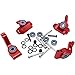 OGUNKE RC Aluminum Front Caster BlockSteering Blocks and Rear Stub Axle Carriers kit with Ball Bearings Upgrade Parts for 110 Traxxas 2WD Slash Stampede Rustler Replace 3632 3736 3752 Red - Image 3