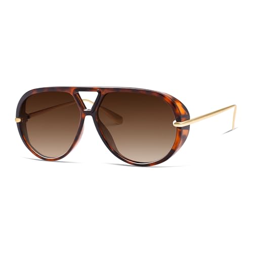 VANLINKER Trendy Polarized Aviator Sunglasses for Women Men Retro Oversized Round Sunglasses Vintage Side Shield Shades VL9798 - Image 3