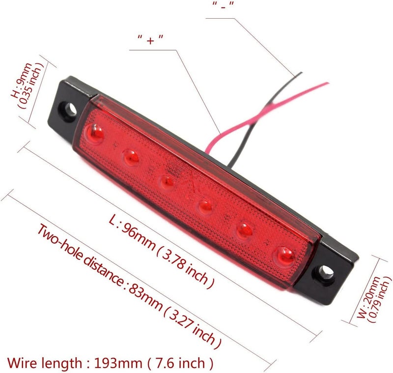 FXC 10x 6 LED Red Clearence Truck Bus Trailer Side Marker Indicators Light Tail Taillight Brake Stop Lamp 12V - Image 5