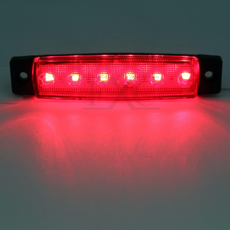 FXC 10x 6 LED Red Clearence Truck Bus Trailer Side Marker Indicators Light Tail Taillight Brake Stop Lamp 12V - Image 3