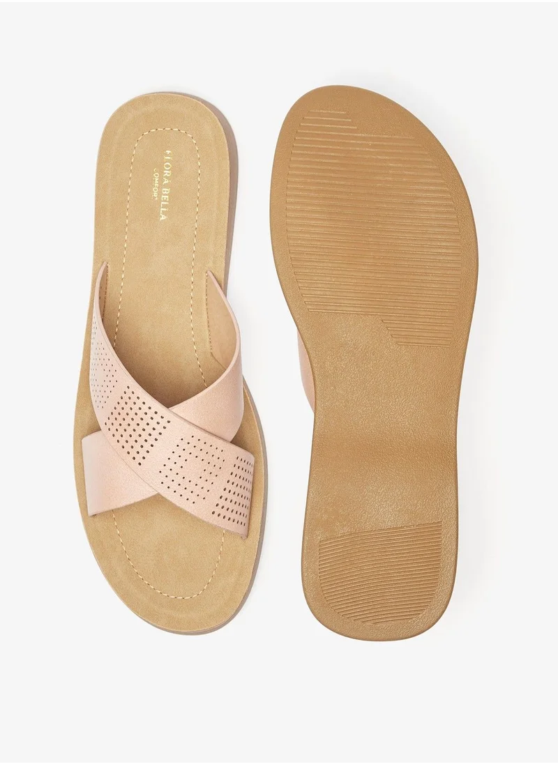 فلورا بيلا Perforated Cross Strap Slip On Sandals