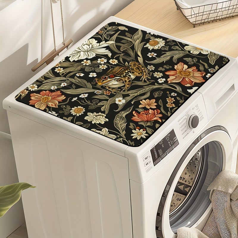 1pc Frog Plant Flower William Morris Washing Machine Dust Cover Mat Countertop Absorbent Mat Refrigerator Absorbent Mat Microwave Dust Cover Mat Dishwasher Drying Mat Washstand Coaster 23 62 By 19 69 Inch - Image 2