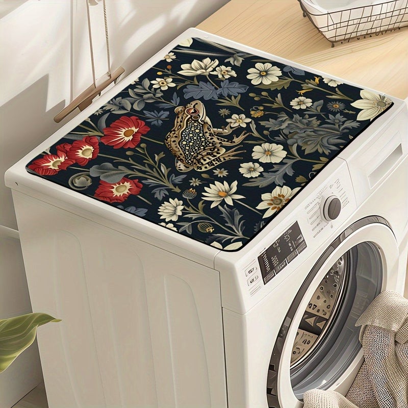 1pc Frog Plant Flower William Morris Washing Machine Dust Cover Mat Countertop Absorbent Mat Refrigerator Absorbent Mat Microwave Dust Cover Mat Dishwasher Drying Mat Washstand Coaster 23 62 By 19 69 Inch - Image 1