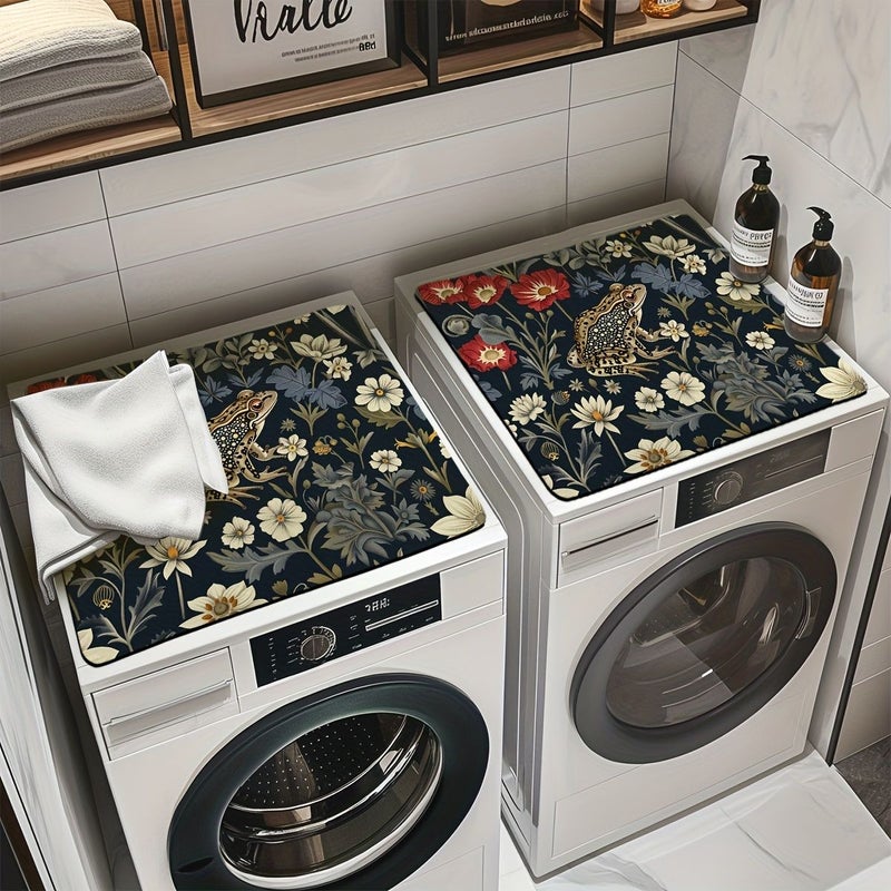 1pc Frog Plant Flower William Morris Washing Machine Dust Cover Mat Countertop Absorbent Mat Refrigerator Absorbent Mat Microwave Dust Cover Mat Dishwasher Drying Mat Washstand Coaster 23 62 By 19 69 Inch - Image 4