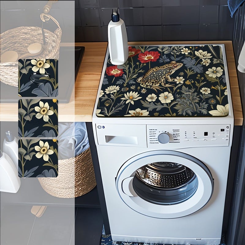 1pc Frog Plant Flower William Morris Washing Machine Dust Cover Mat Countertop Absorbent Mat Refrigerator Absorbent Mat Microwave Dust Cover Mat Dishwasher Drying Mat Washstand Coaster 23 62 By 19 69 Inch - Image 5
