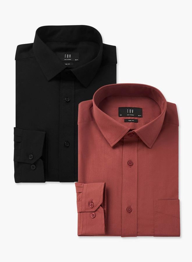 Splash FAV Set of 2 - Men Slim Fit Collared Long Sleeves Shirt - Image 1