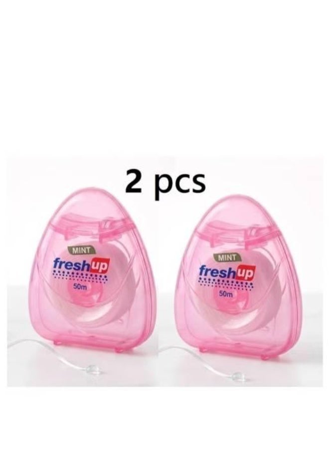 Fresh Up Dental Floss 50m - Essential for Complete Oral Hygiene, PINK.(2pcs) - Image 1