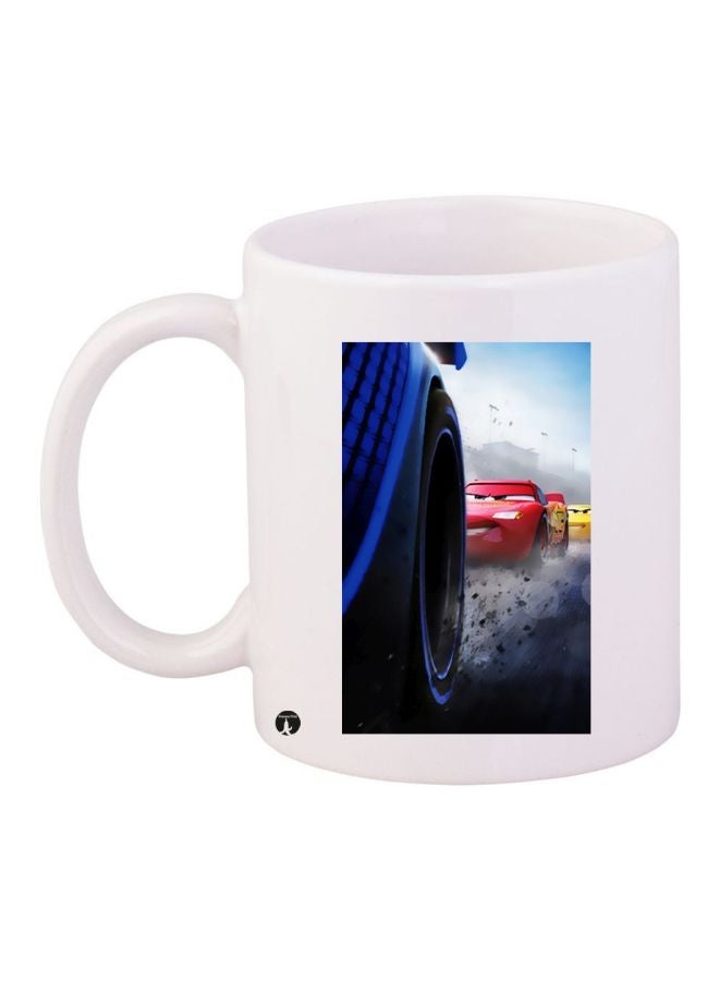 Car Printed Coffee Mug White/Blue/Red 11ounce