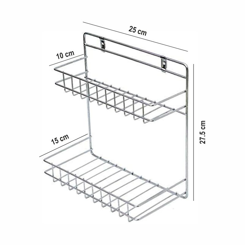 KEEPWELL Stainless steel Kitchen bathroom Detergent Rack Detergent Holder Wall mouted Detergent Rack Door Mounted 2 Tier Bathroom Rack Silver - Image 2