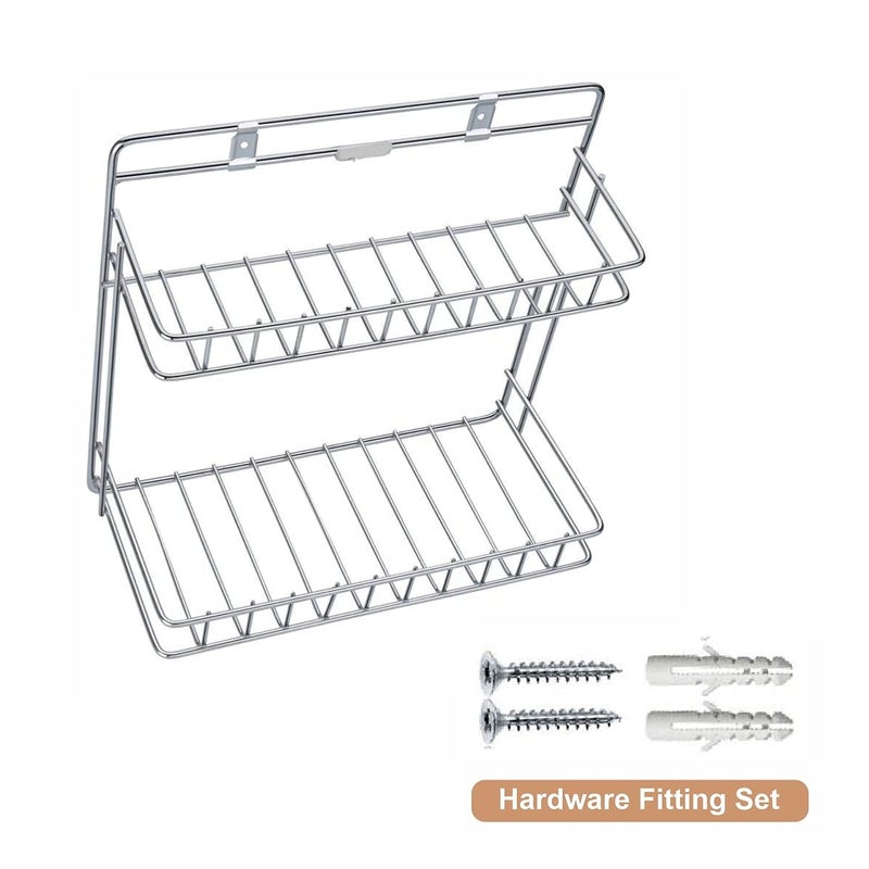 KEEPWELL Stainless steel Kitchen bathroom Detergent Rack Detergent Holder Wall mouted Detergent Rack Door Mounted 2 Tier Bathroom Rack Silver - Image 3
