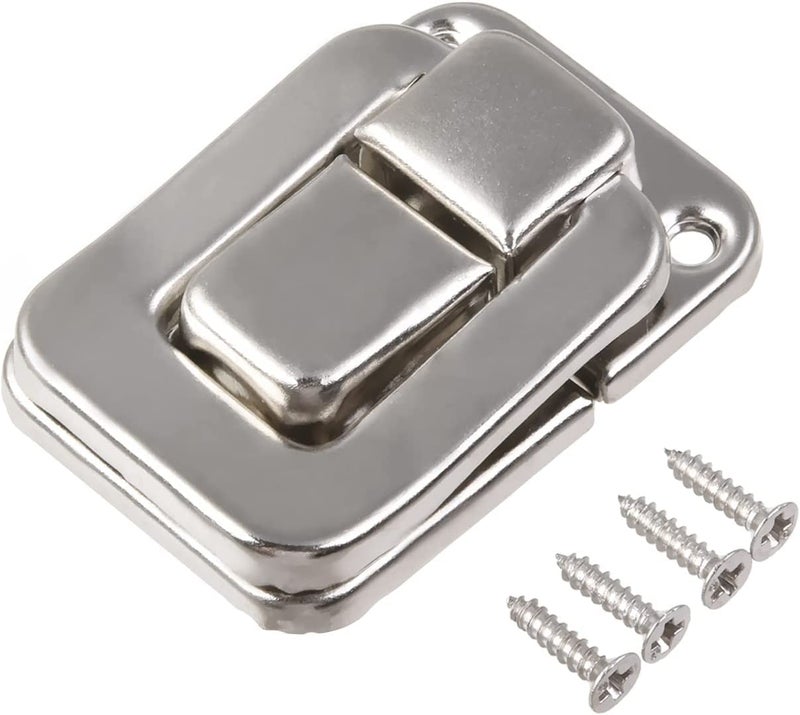 Teclican Silver Toggle Catch Lock 40mm Retro Decorative Hasp w Screws for Suitcase Chest Trunk Latch Clasp with Screws Pack of 5  - Image 2