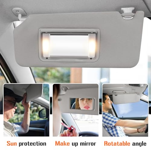 AEagle Sun Visor with Light for Honda Accord 2008-2017, Left Driver & Right Passenger Sides Gray Sunvisor Replacement 83230TA0A91ZA 83280TA0A91ZB - Image 5