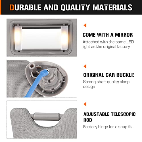 AEagle Sun Visor with Light for Honda Accord 2008-2017, Left Driver & Right Passenger Sides Gray Sunvisor Replacement 83230TA0A91ZA 83280TA0A91ZB - Image 2