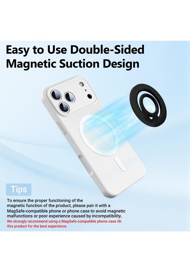 Black Double Sided Magnetic Silicone Phone Ring Grip MagSafe Phone Case Accessory - Image 3