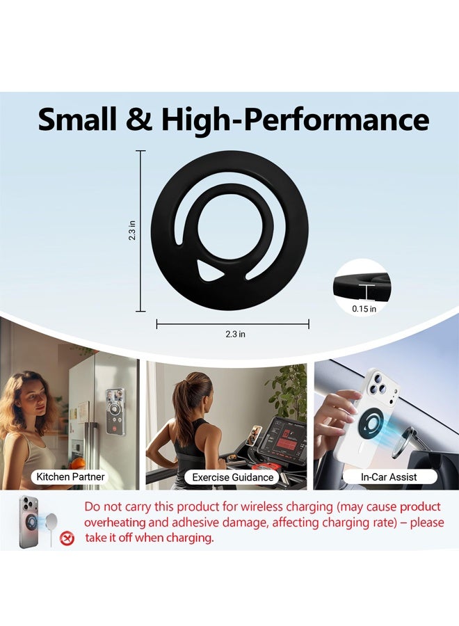 Black Double Sided Magnetic Silicone Phone Ring Grip MagSafe Phone Case Accessory - Image 2