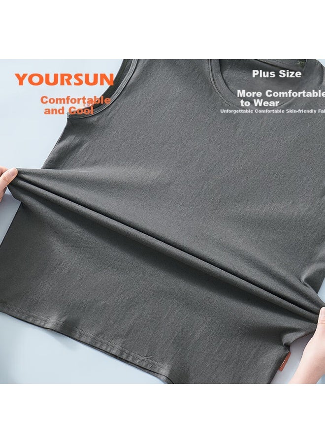 Your Sun Cool And Comfortable 100% Cotton Men's Tank Top Summer Thin Round Neck Sleeveless Undershirt Wide Shoulder T-shirt Pack Of 2 - Image 3