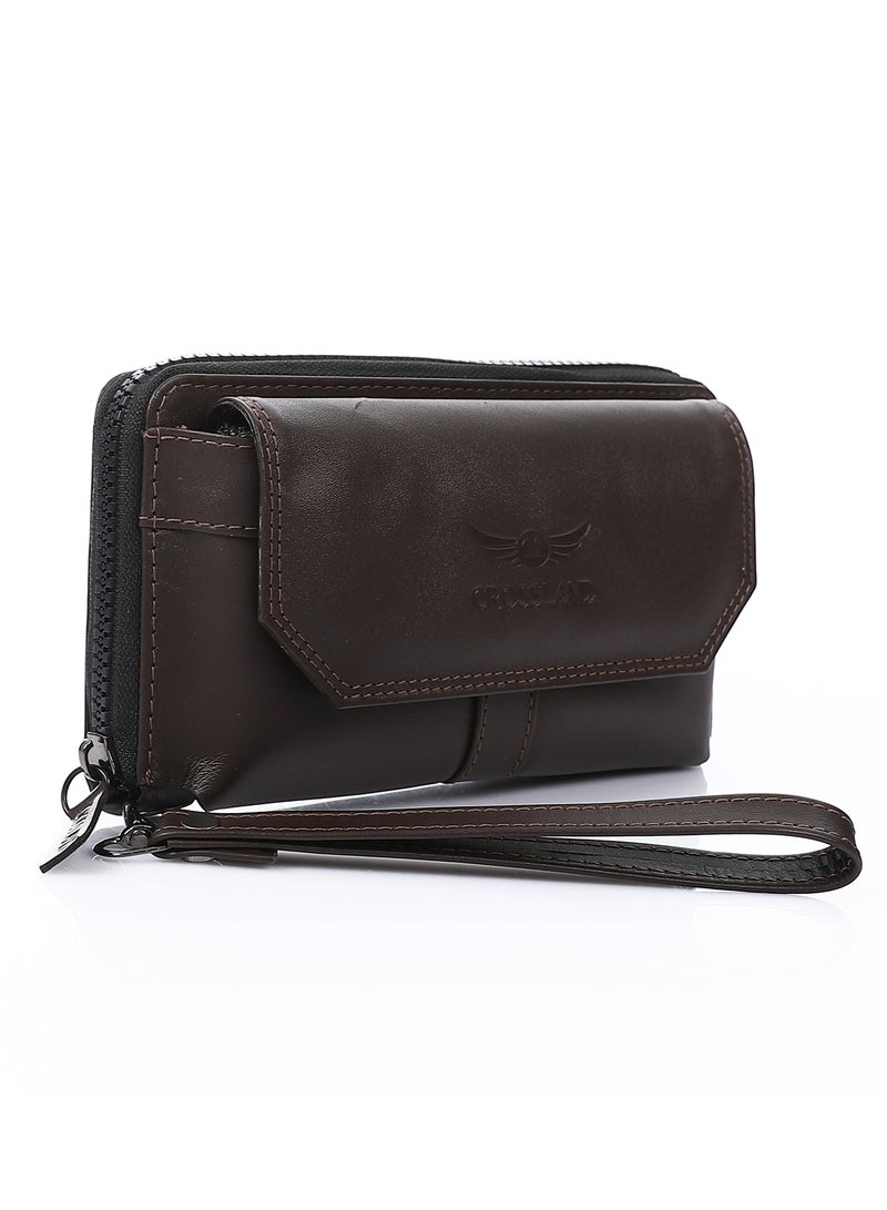 Crossland CROSSLAND Genuine Leather Clutch Handbag For Men With Magnetic and Zipper Closure For Extra Security - Image 1