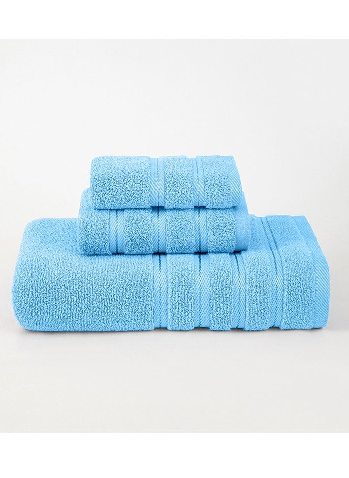 Bukela 3 Pcs Luxury Bath Towels Set, Combed Cotton Bathroom Towels, Lint Free Soft Absorbent, 1* Bath Towel, 1* Hand Towel, 1* Face Towel(Sky Blue)  - Image 5