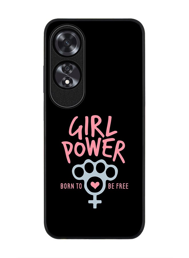Stylizedd Rugged Black edge case for Oppo A60, Slim fit Soft Case Flexible Rubber Edges Anti Drop TPU Gel Thin Cover -  Girl Power - Image 1