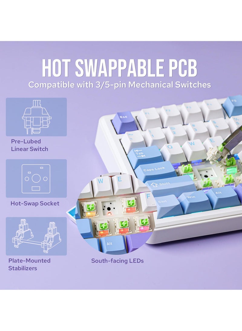 AULA F75 MAX Wireless Mechanical Keyboard with TFT Screen and Knob, Gasket Gaming Keyboard in 75% Layout, Hot Swappable, RGB Backlight, for PC/Mac/Linux - Image 5