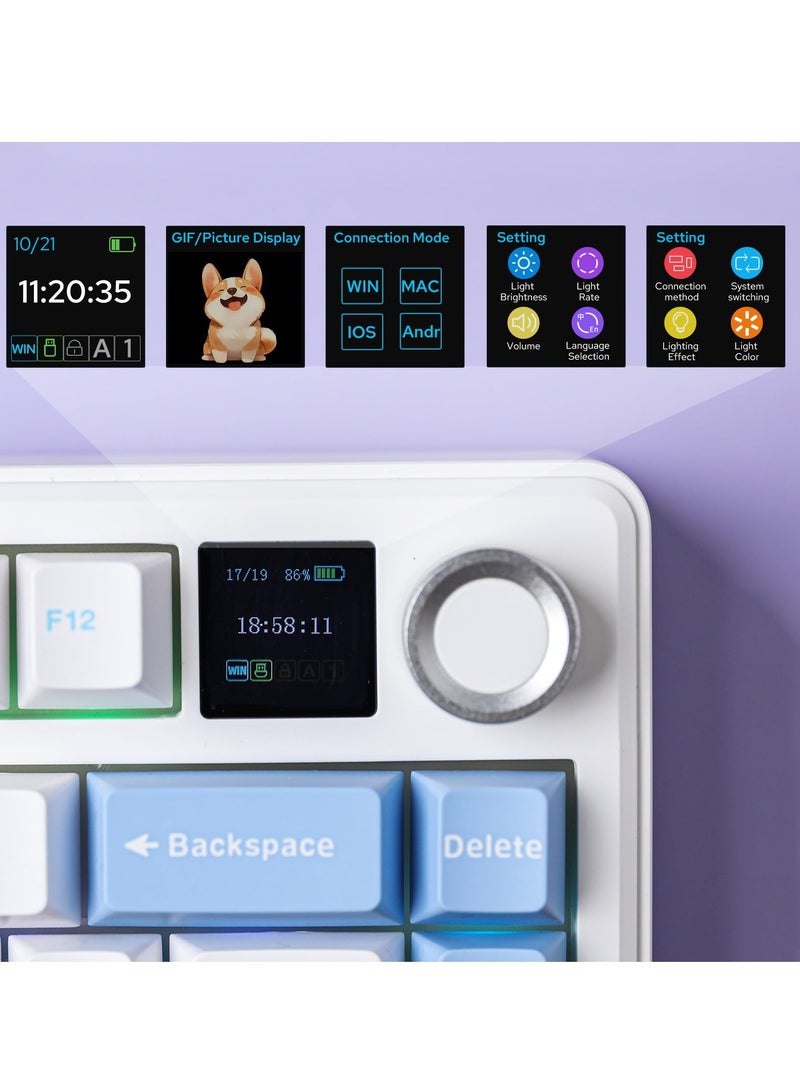 AULA F75 MAX Wireless Mechanical Keyboard with TFT Screen and Knob, Gasket Gaming Keyboard in 75% Layout, Hot Swappable, RGB Backlight, for PC/Mac/Linux - Image 4